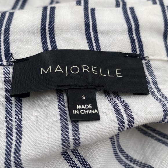 MAJORELLE 100% linen stunning blue and white Yuma striped wrap around dress - Picture 11 of 15